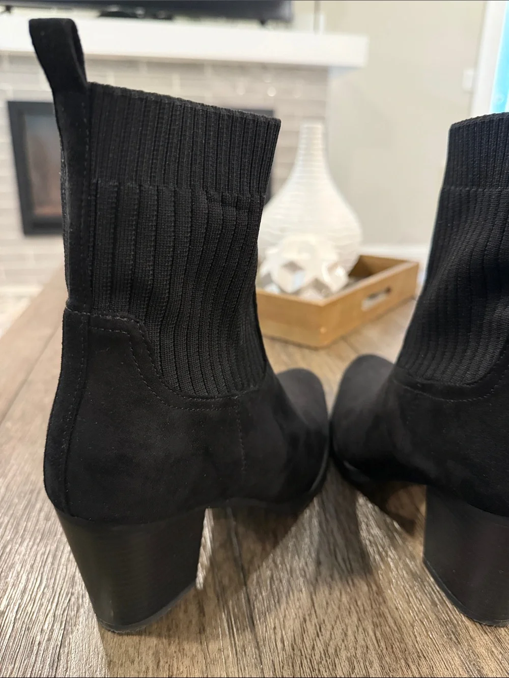 Time and Tru Women’s Black Ribbed Sock Ankle Booties